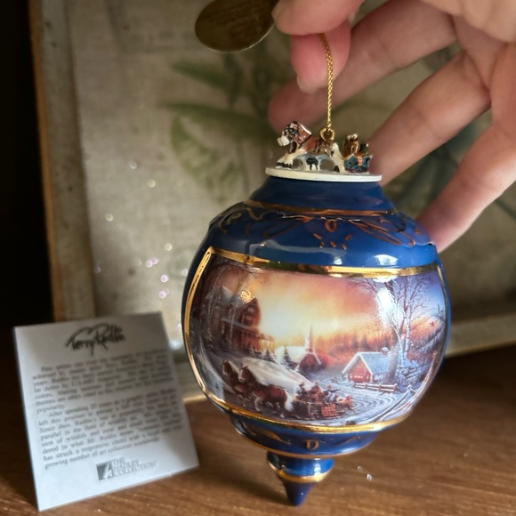 1999 Bradford Edition Ornament Pleasures Of Winter Terry Redlin Blue- New - Picture 2 of 10